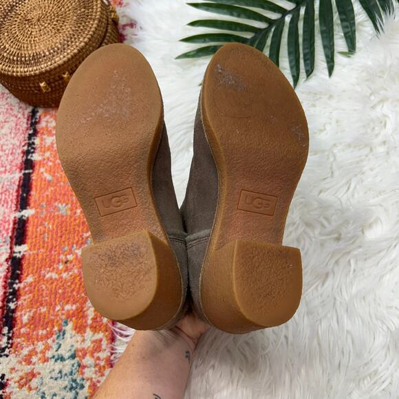 UGG Brown Taupe Block Heeled Suede Kasen Ankle Boots Booties 7 Style 1018644 - Picture 8 of 9